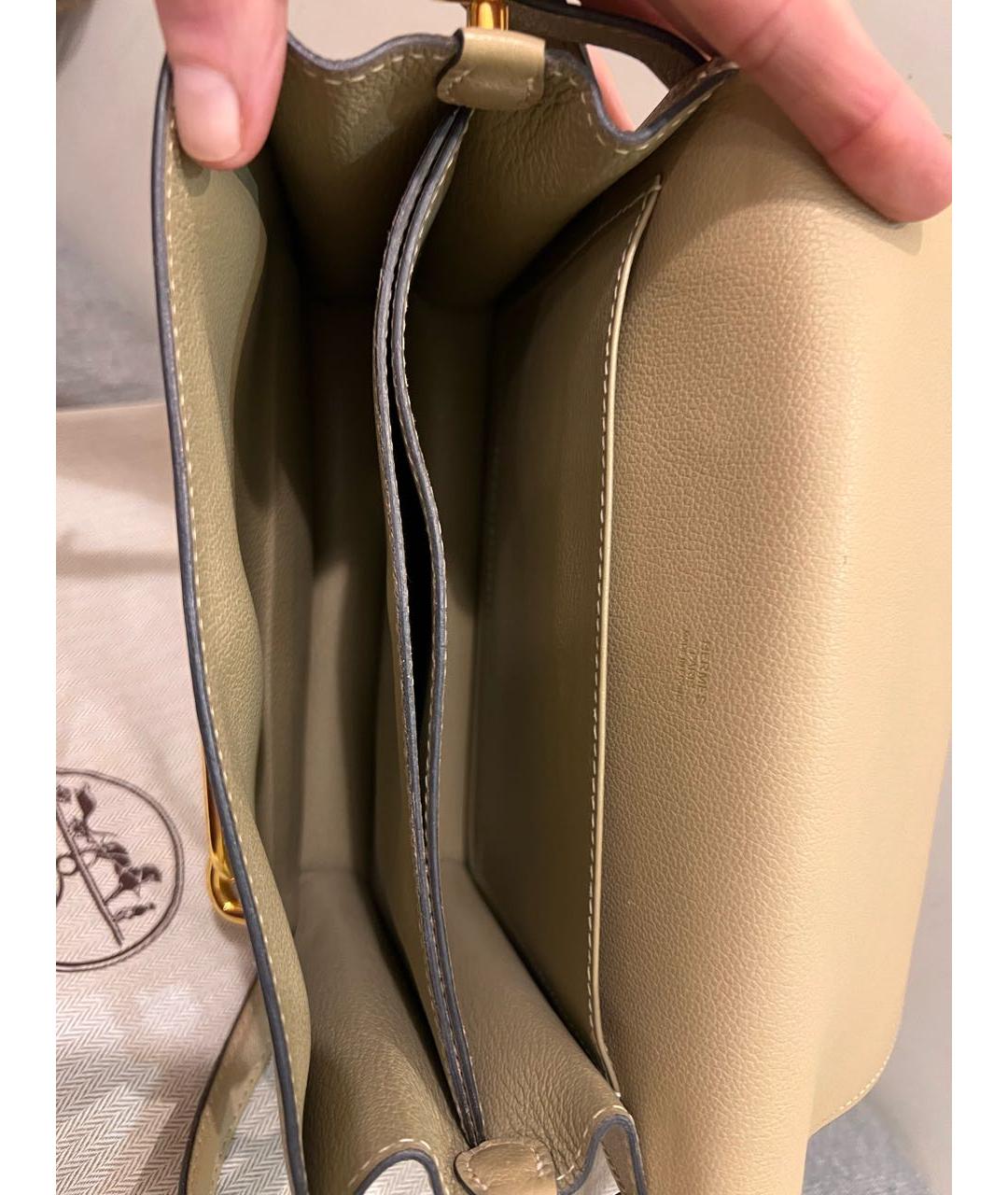 HERMES Бежевая кожаная сумка через плечо, фото 4