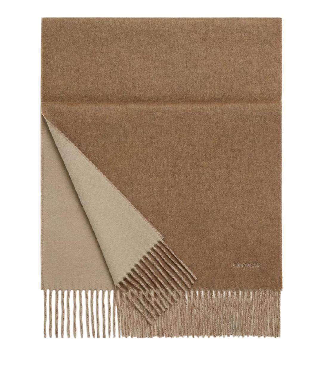 HERMES Бежевый кашемировый шарф, фото 1