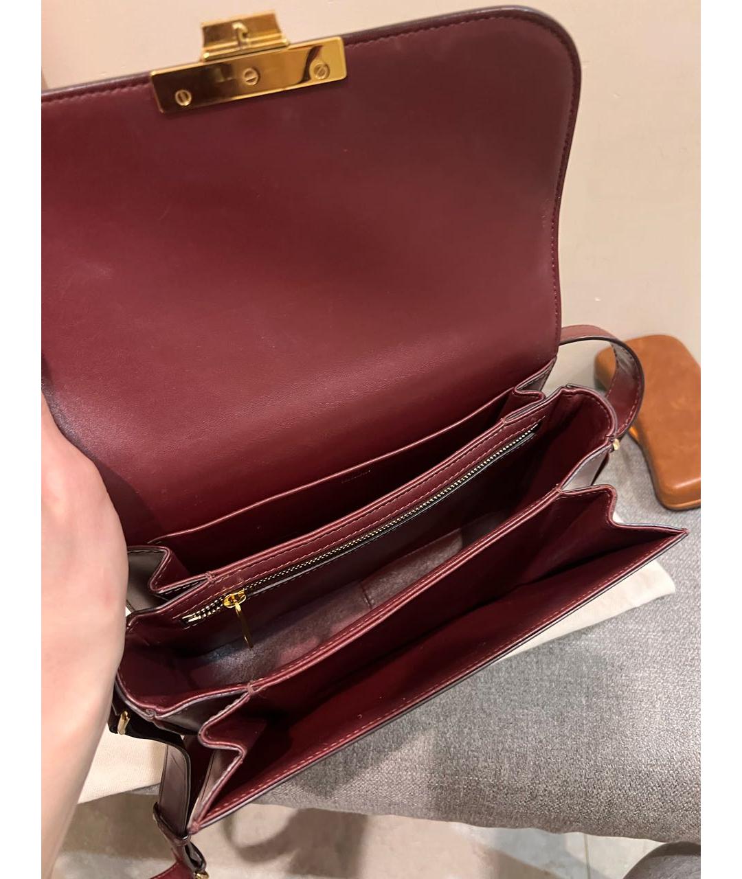 CELINE Бордовая кожаная сумка через плечо, фото 4