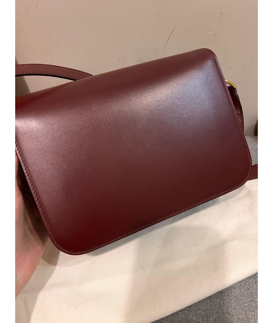 CELINE Бордовая кожаная сумка через плечо, фото 3