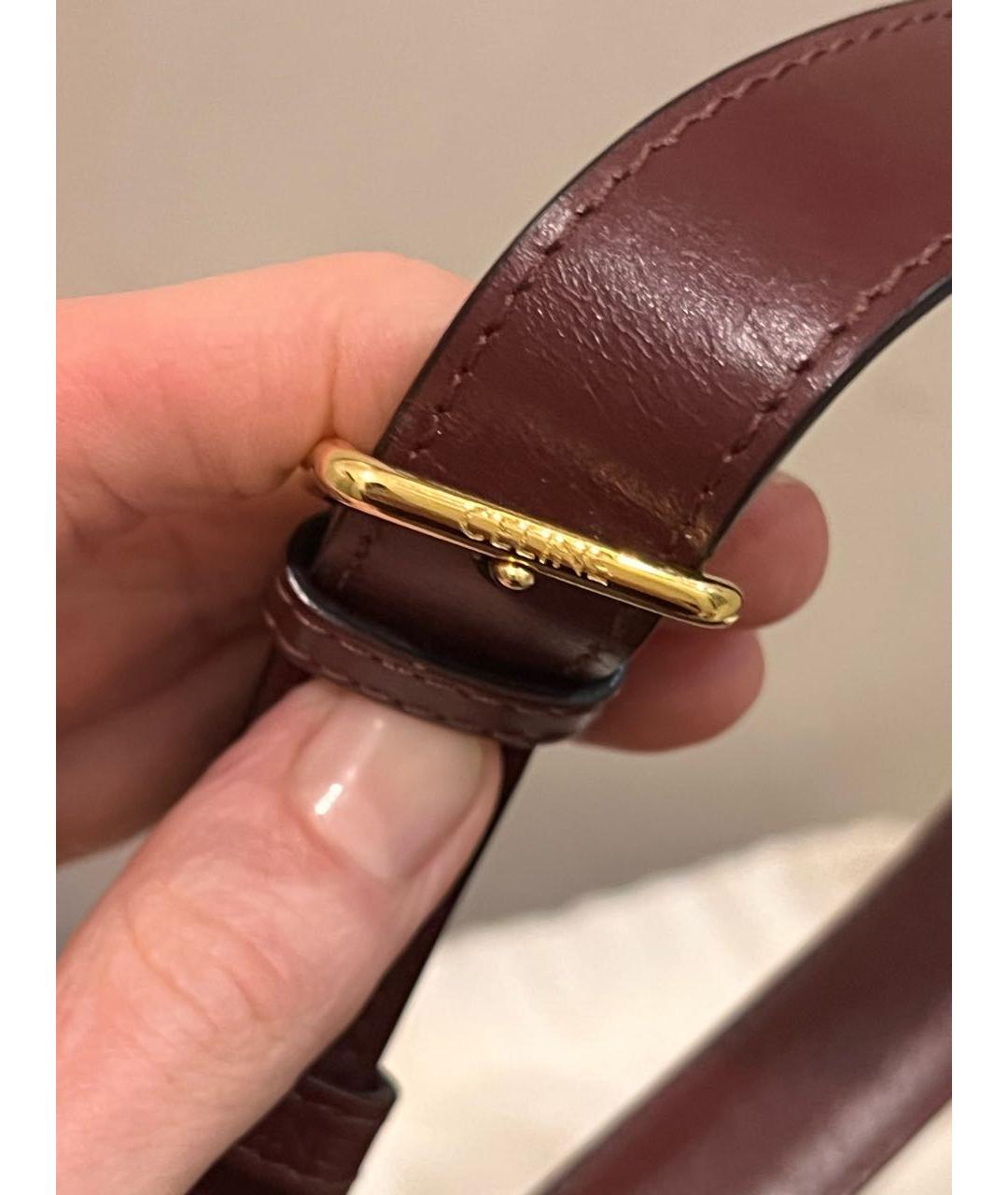 CELINE Бордовая кожаная сумка через плечо, фото 7