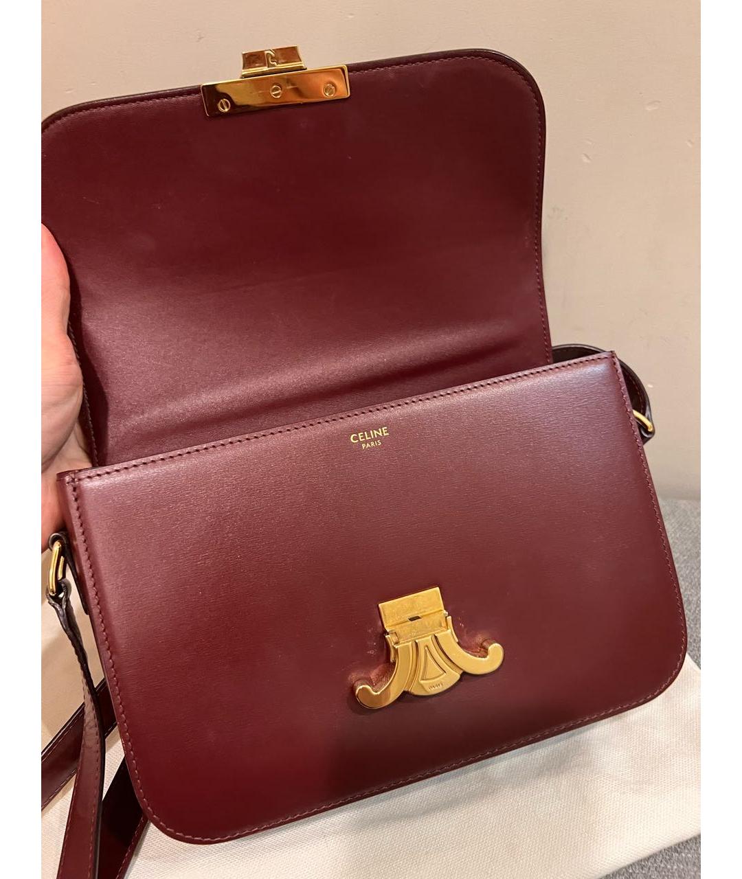 CELINE Бордовая кожаная сумка через плечо, фото 8
