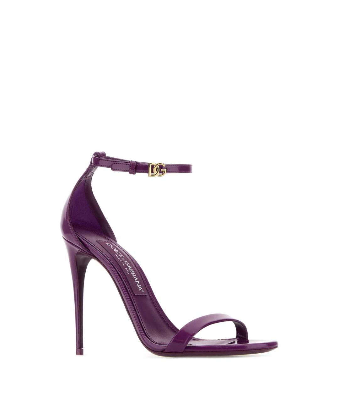 DOLCE&GABBANA Фиолетовые кожаные босоножки, фото 2