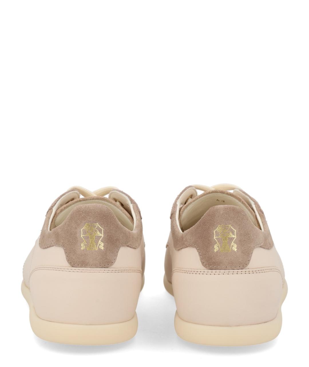BRUNELLO CUCINELLI Бежевые кожаные низкие кроссовки / кеды, фото 4