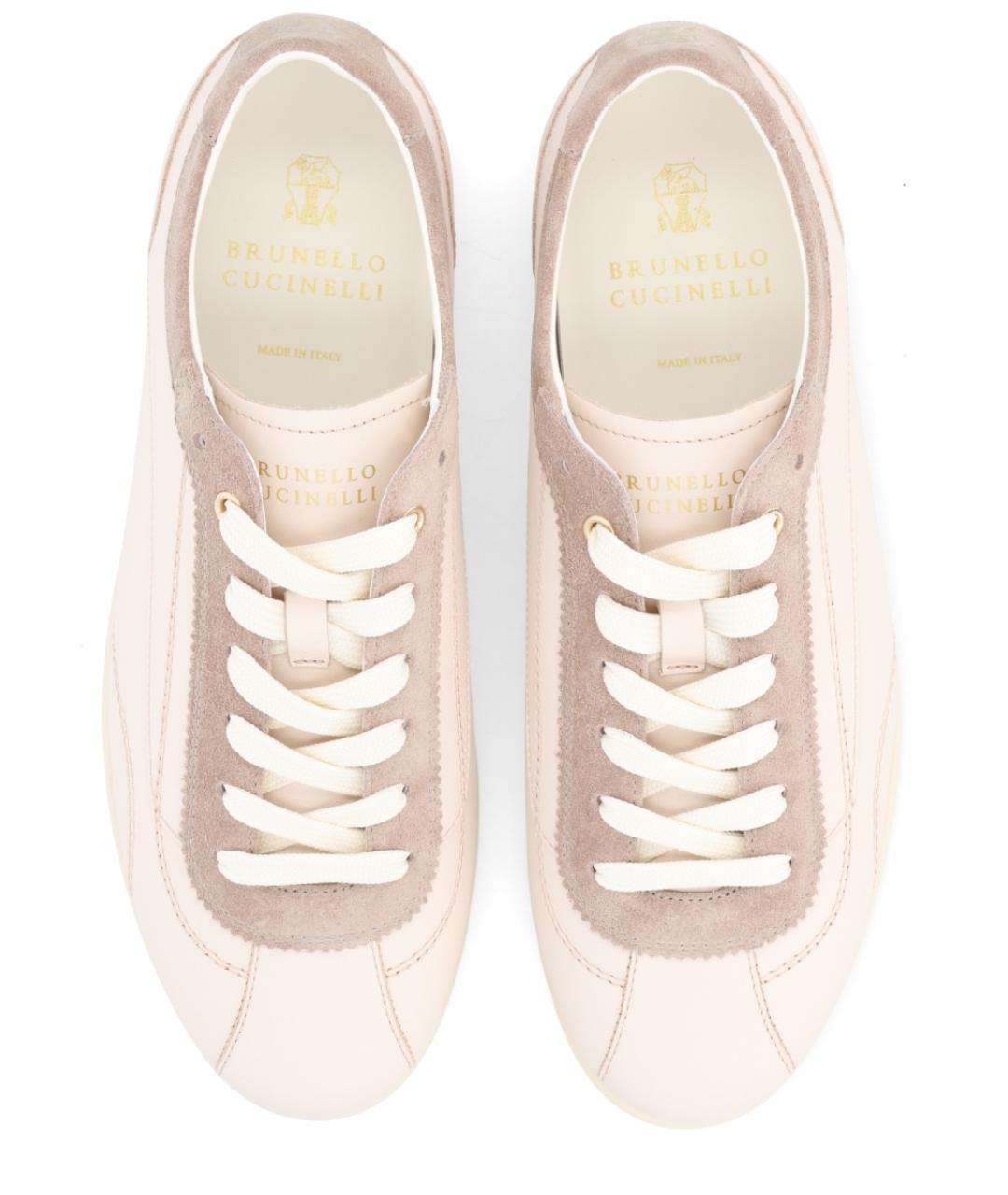 BRUNELLO CUCINELLI Бежевые кожаные низкие кроссовки / кеды, фото 5