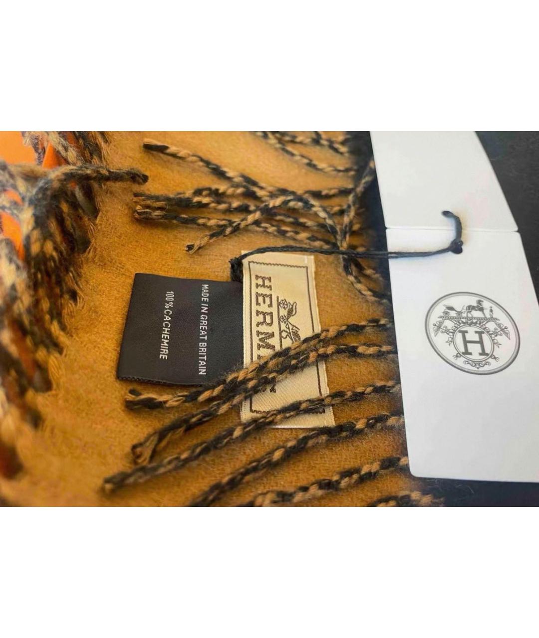 HERMES Черный кашемировый шарф, фото 3