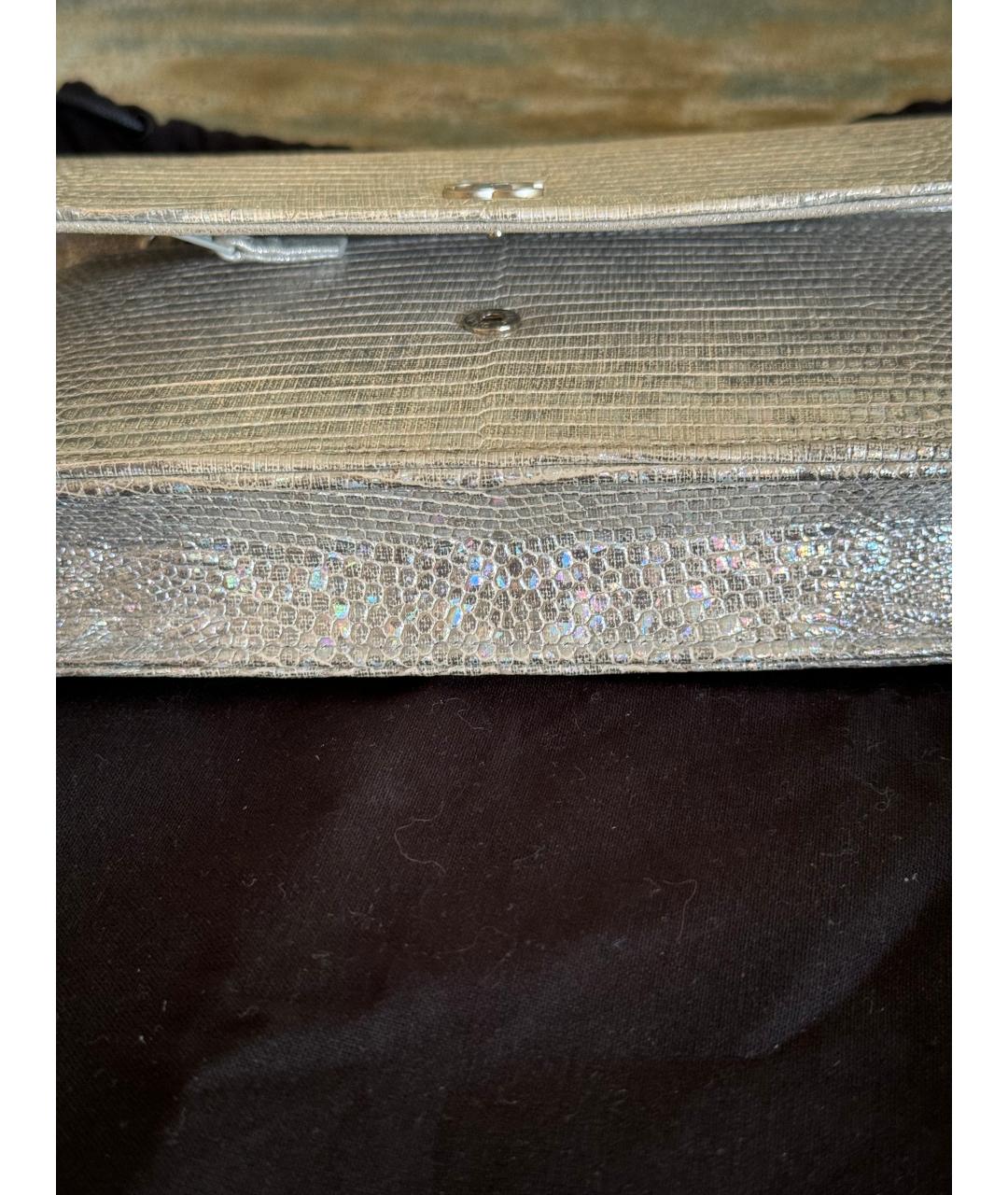 CHANEL Серебряная кожаная сумка через плечо, фото 3