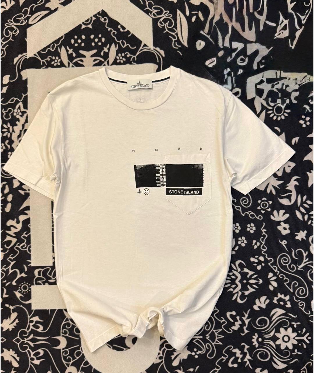 STONE ISLAND Белая хлопковая футболка, фото 4