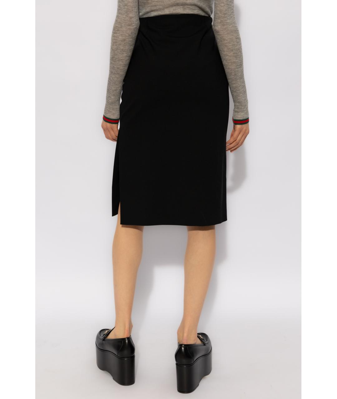 GUCCI Черная шерстяная юбка миди, фото 4