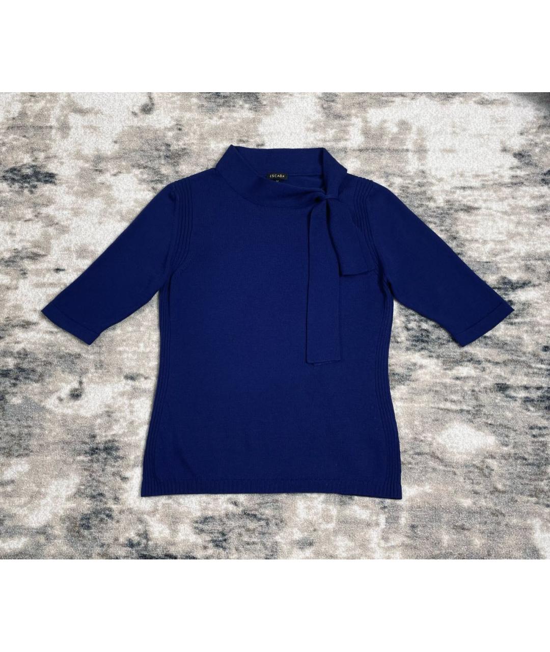 ESCADA Синий шерстяной джемпер / свитер, фото 2