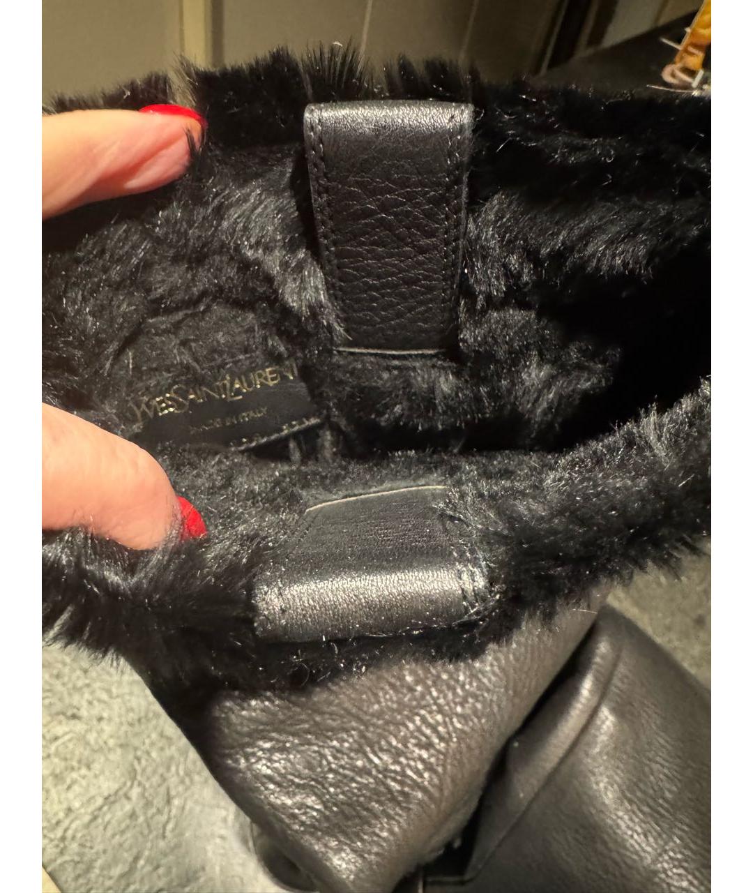 SAINT LAURENT Черные кожаные сапоги, фото 4