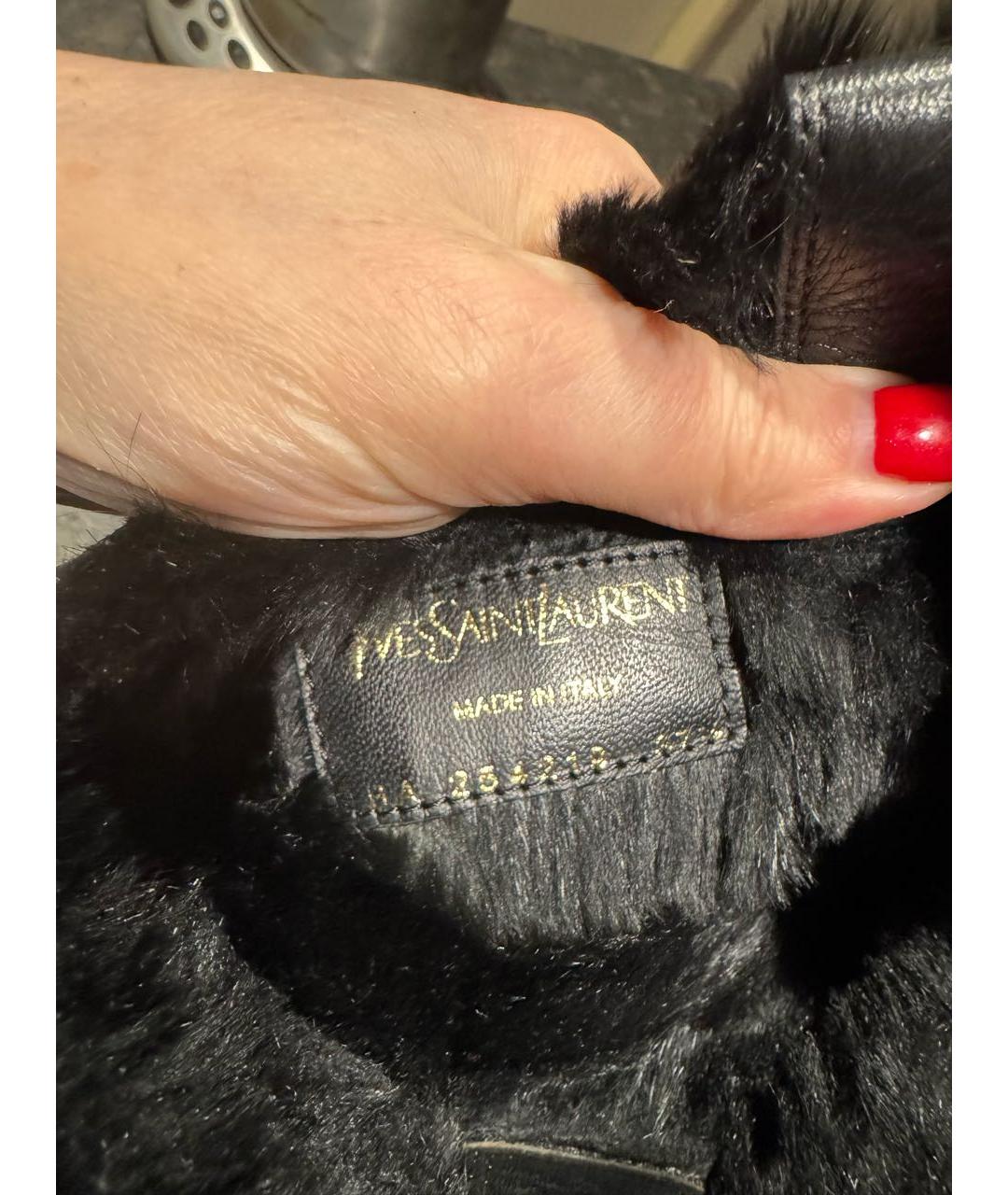 SAINT LAURENT Черные кожаные сапоги, фото 5