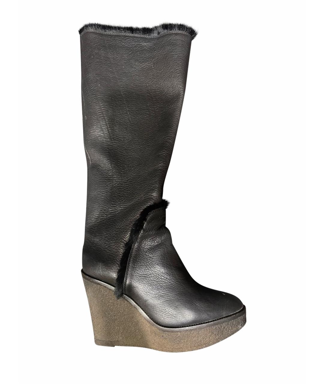 SAINT LAURENT Черные кожаные сапоги, фото 1