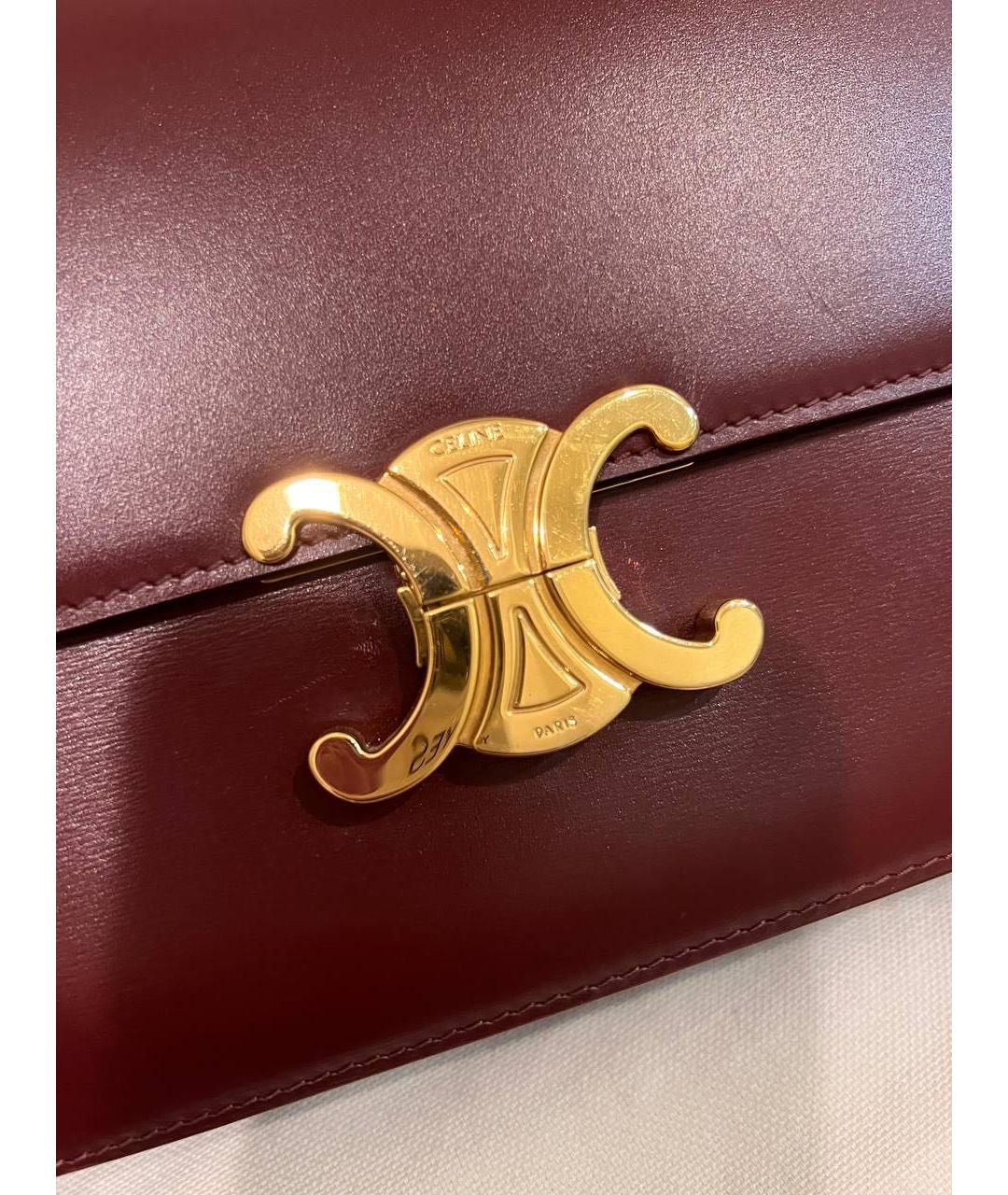 CELINE Бордовая кожаная сумка через плечо, фото 5