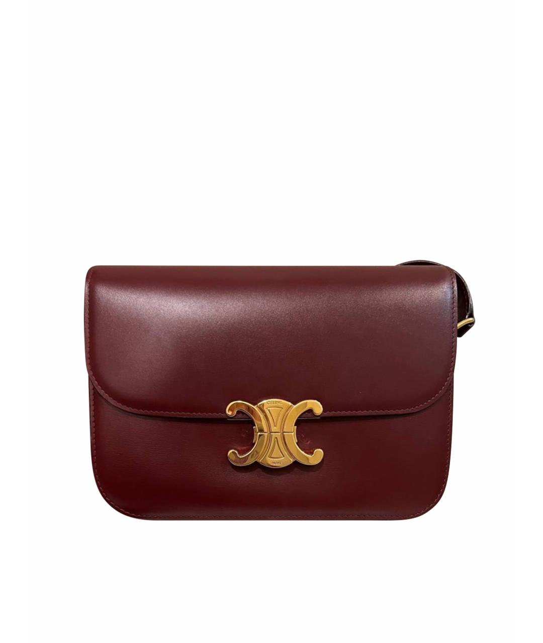 CELINE Бордовая кожаная сумка через плечо, фото 1