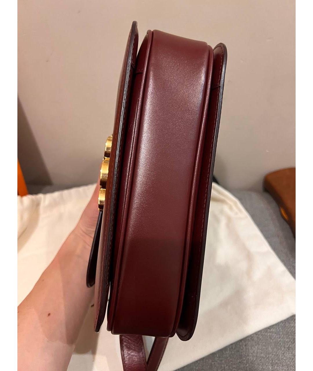 CELINE Бордовая кожаная сумка через плечо, фото 2