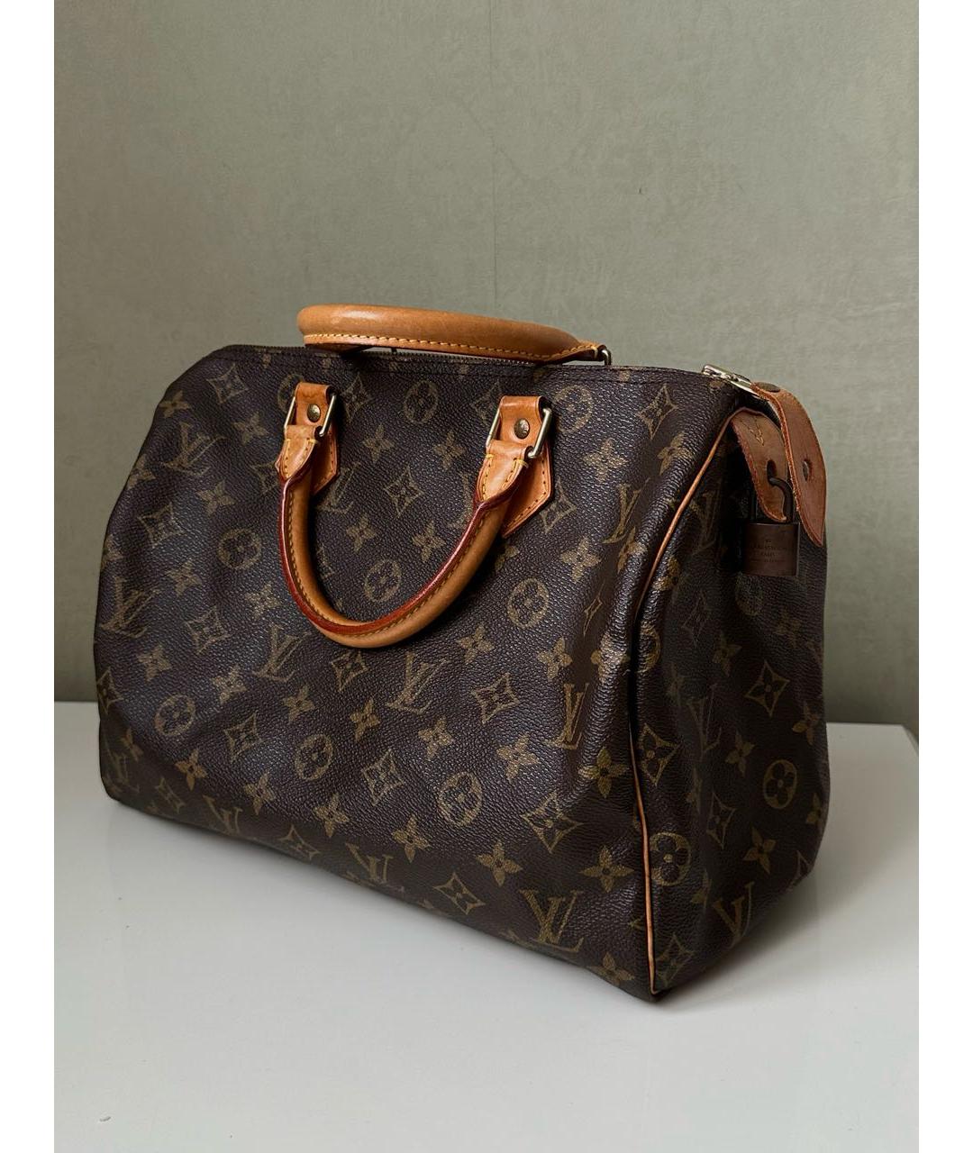 LOUIS VUITTON Коричневая кожаная сумка с короткими ручками, фото 2