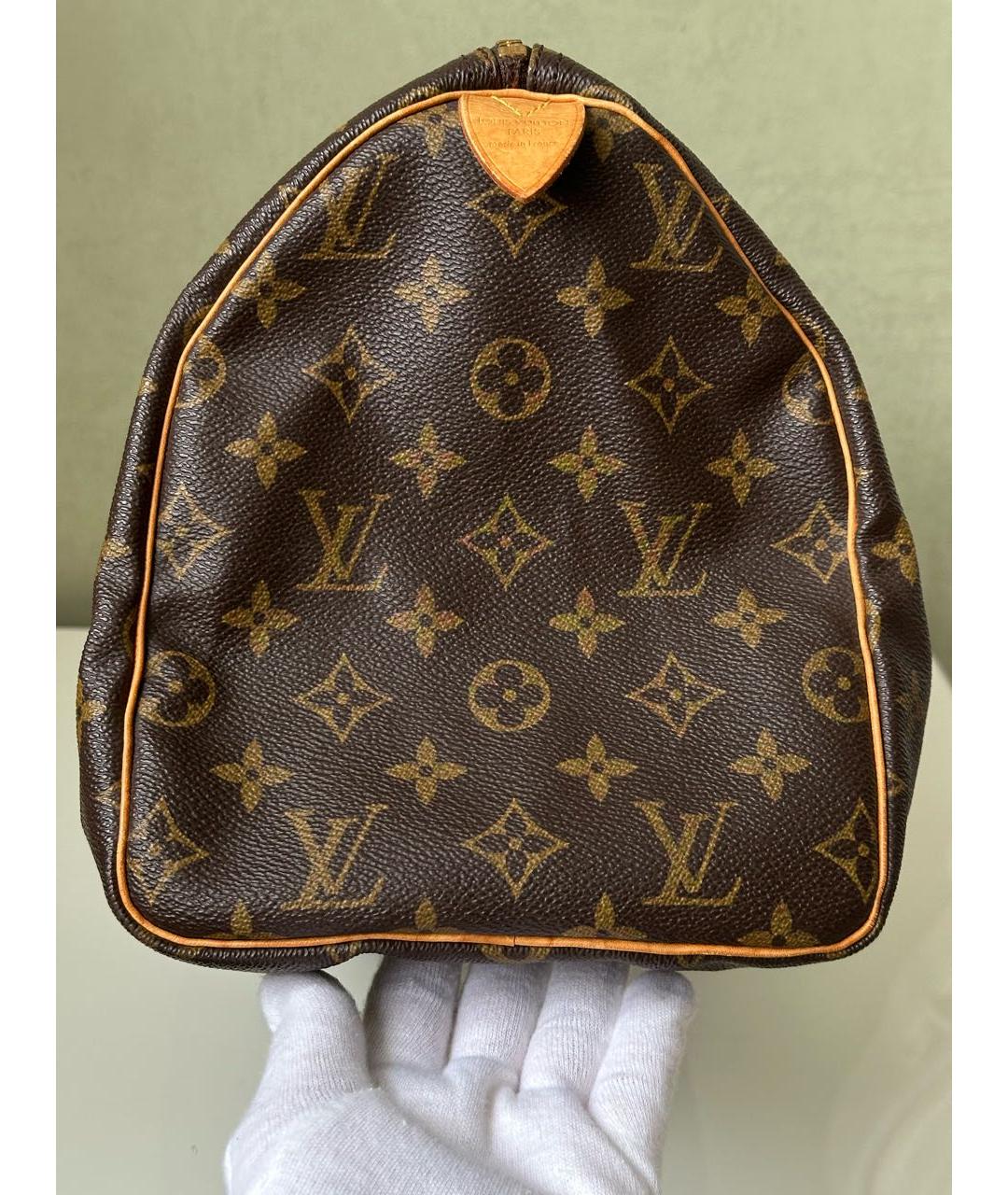 LOUIS VUITTON Коричневая кожаная сумка с короткими ручками, фото 8