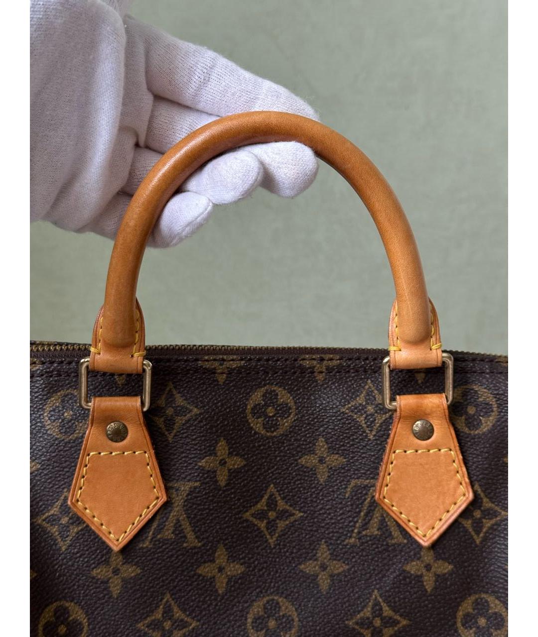 LOUIS VUITTON Коричневая кожаная сумка с короткими ручками, фото 4