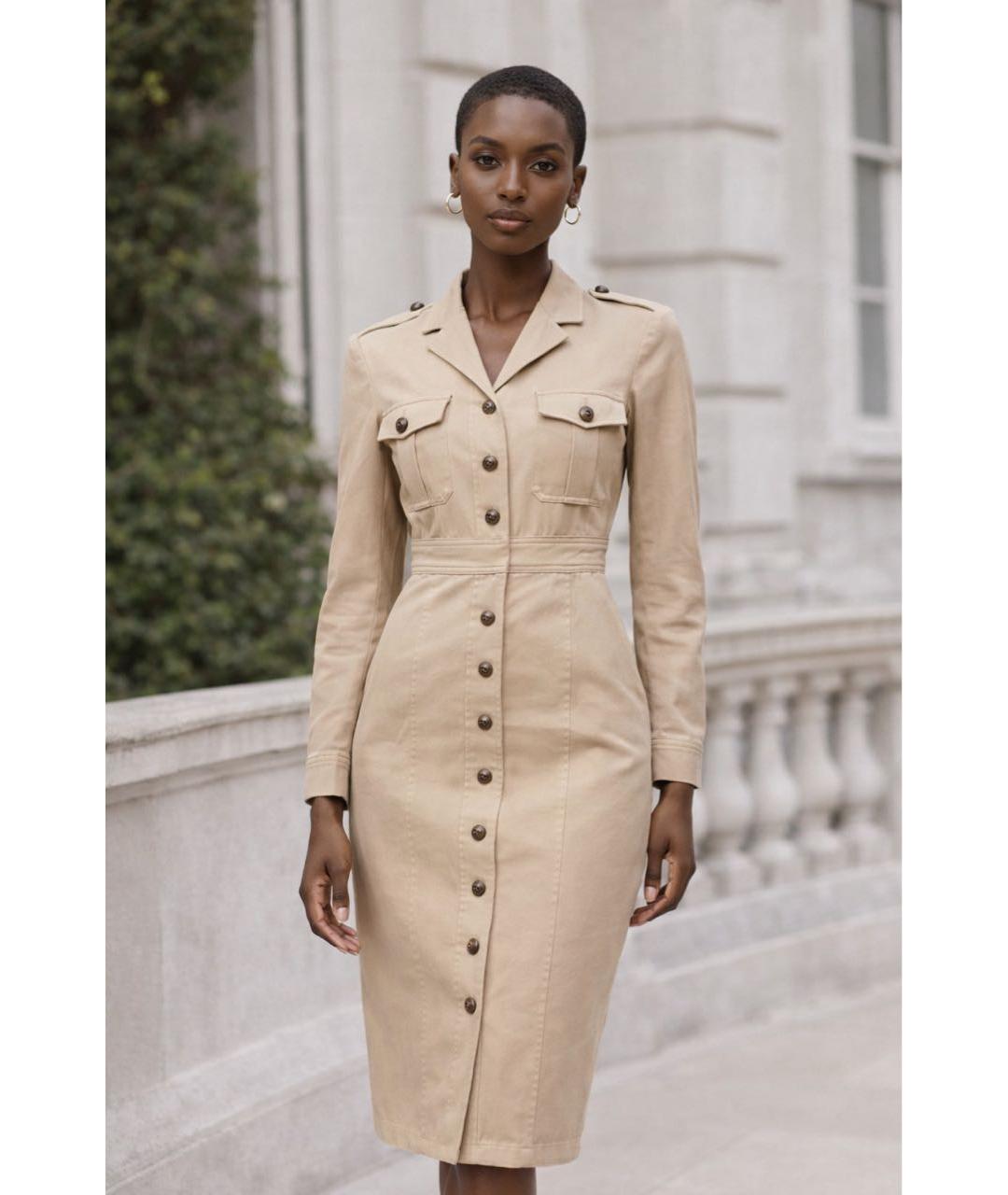 SPORTMAX Бежевое повседневное платье, фото 3