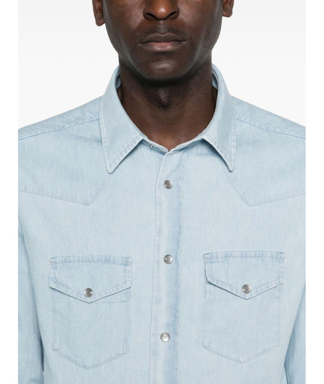 TOM FORD Голубая хлопковая кэжуал рубашка, фото 5