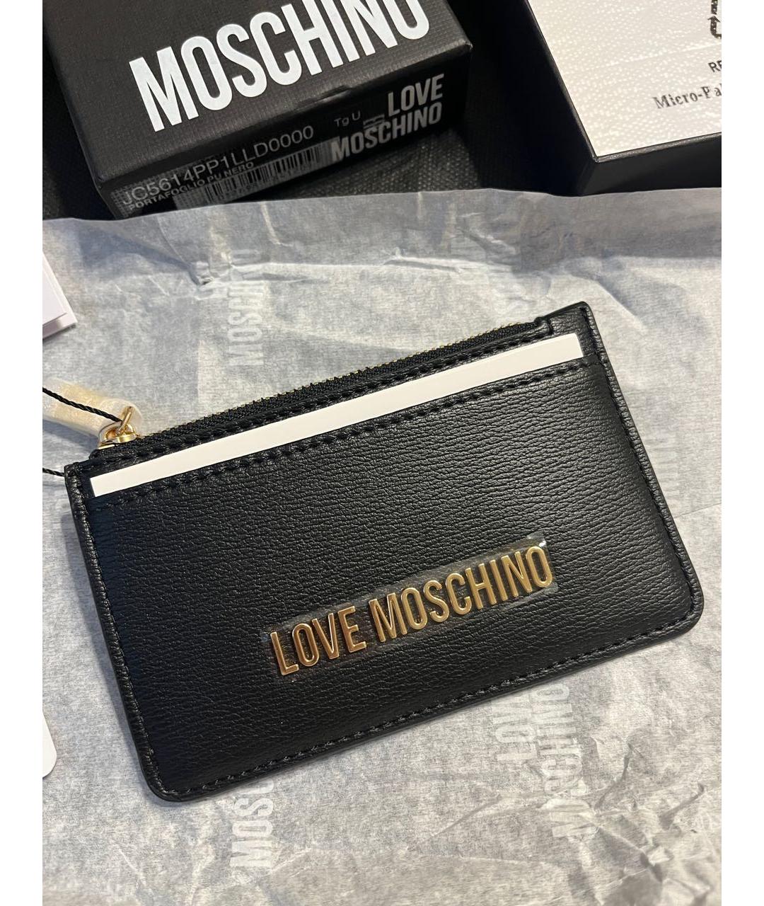 MOSCHINO Черный полиуретановый кардхолдер, фото 5