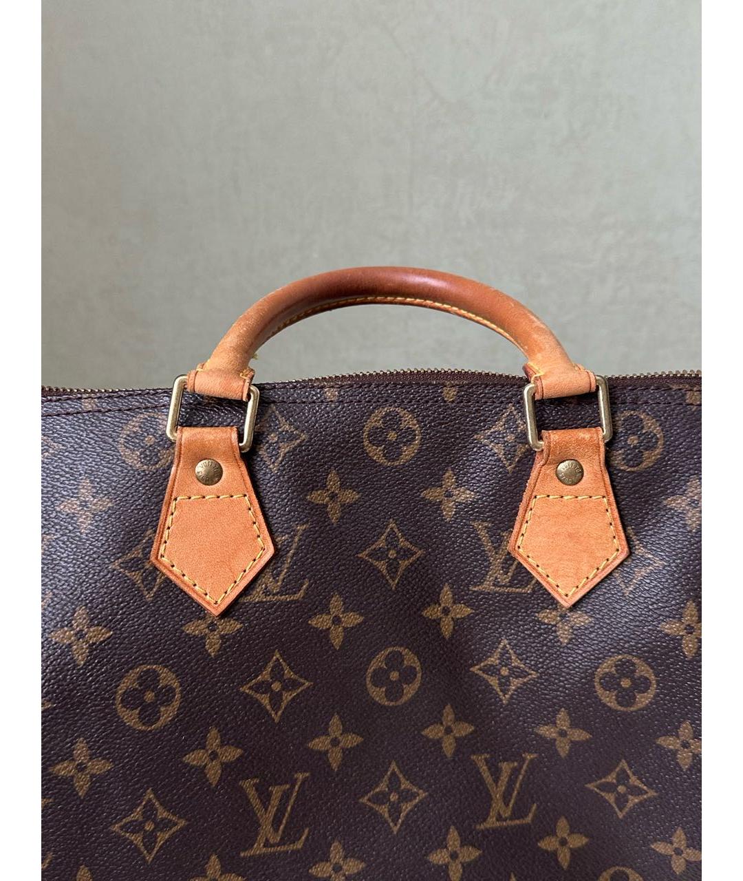 LOUIS VUITTON Коричневая кожаная сумка с короткими ручками, фото 7