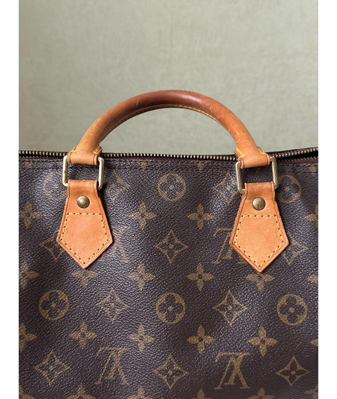 LOUIS VUITTON Коричневая кожаная сумка с короткими ручками, фото 5