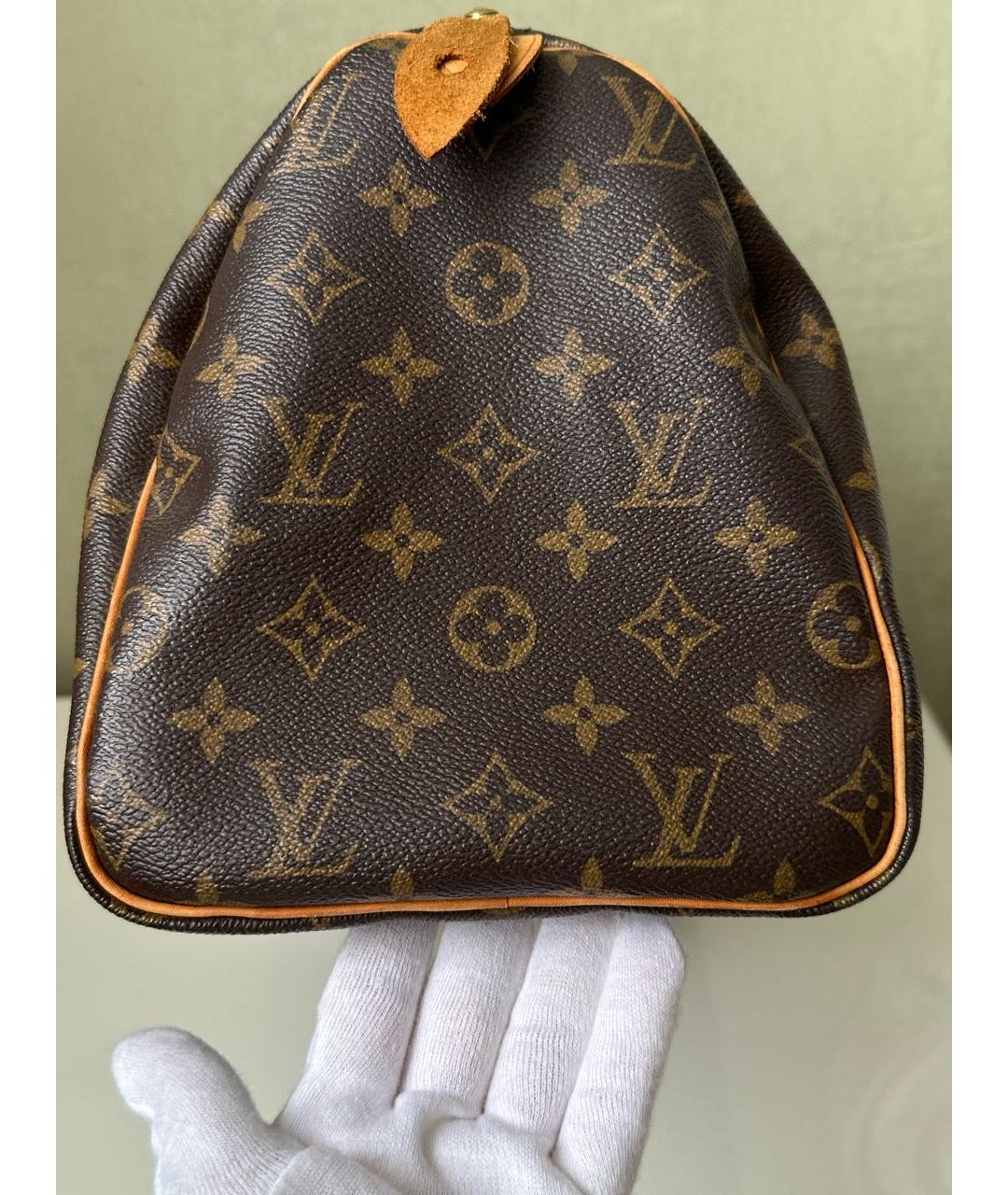 LOUIS VUITTON Коричневая кожаная сумка с короткими ручками, фото 3