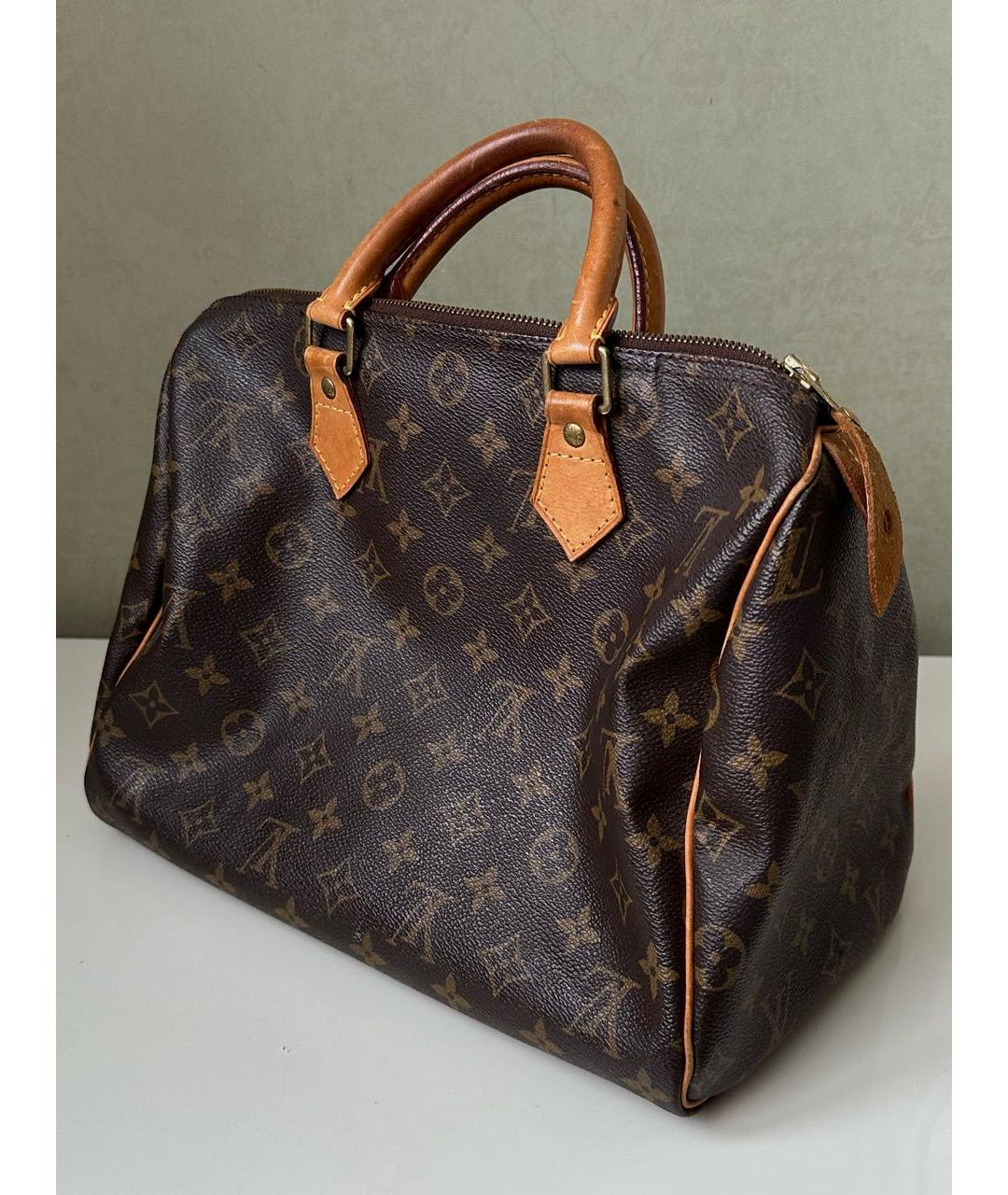 LOUIS VUITTON Коричневая кожаная сумка с короткими ручками, фото 2