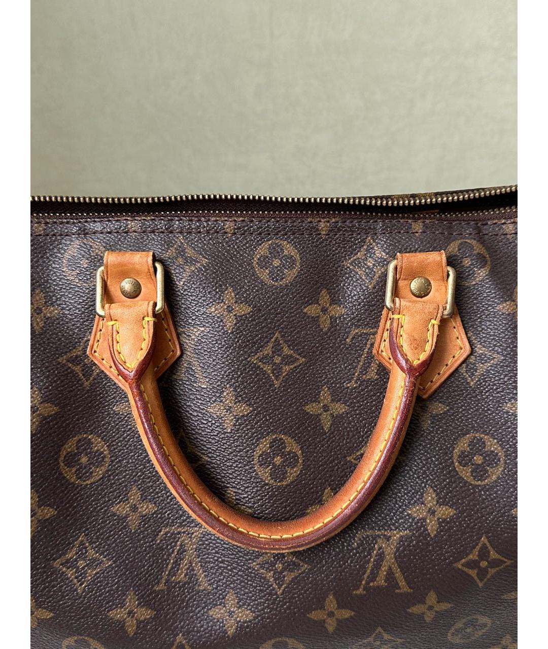 LOUIS VUITTON Коричневая кожаная сумка с короткими ручками, фото 6