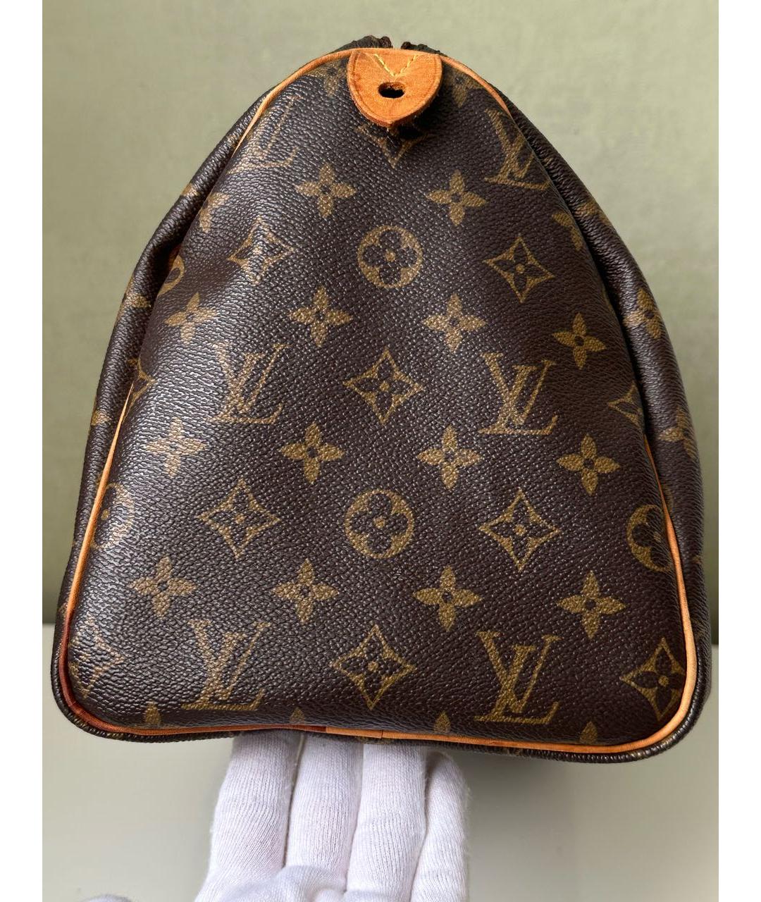 LOUIS VUITTON Коричневая кожаная сумка с короткими ручками, фото 4