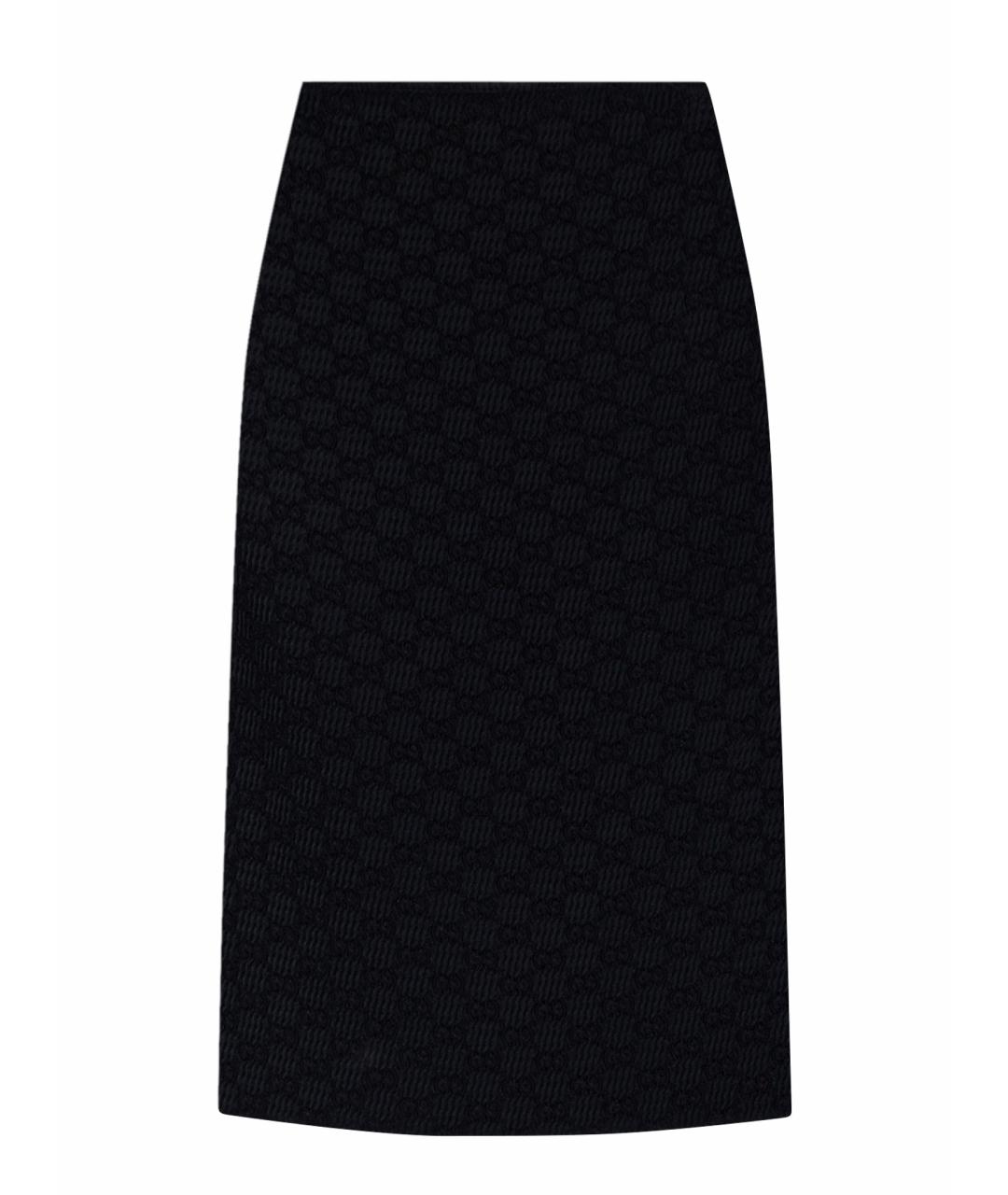 GUCCI Черная вискозная юбка миди, фото 1