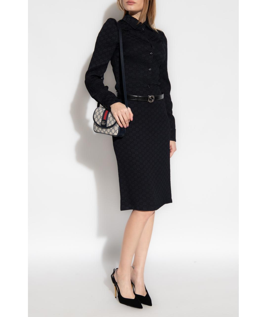 GUCCI Черная вискозная юбка миди, фото 2