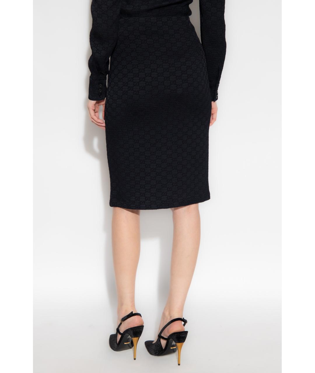 GUCCI Черная вискозная юбка миди, фото 4
