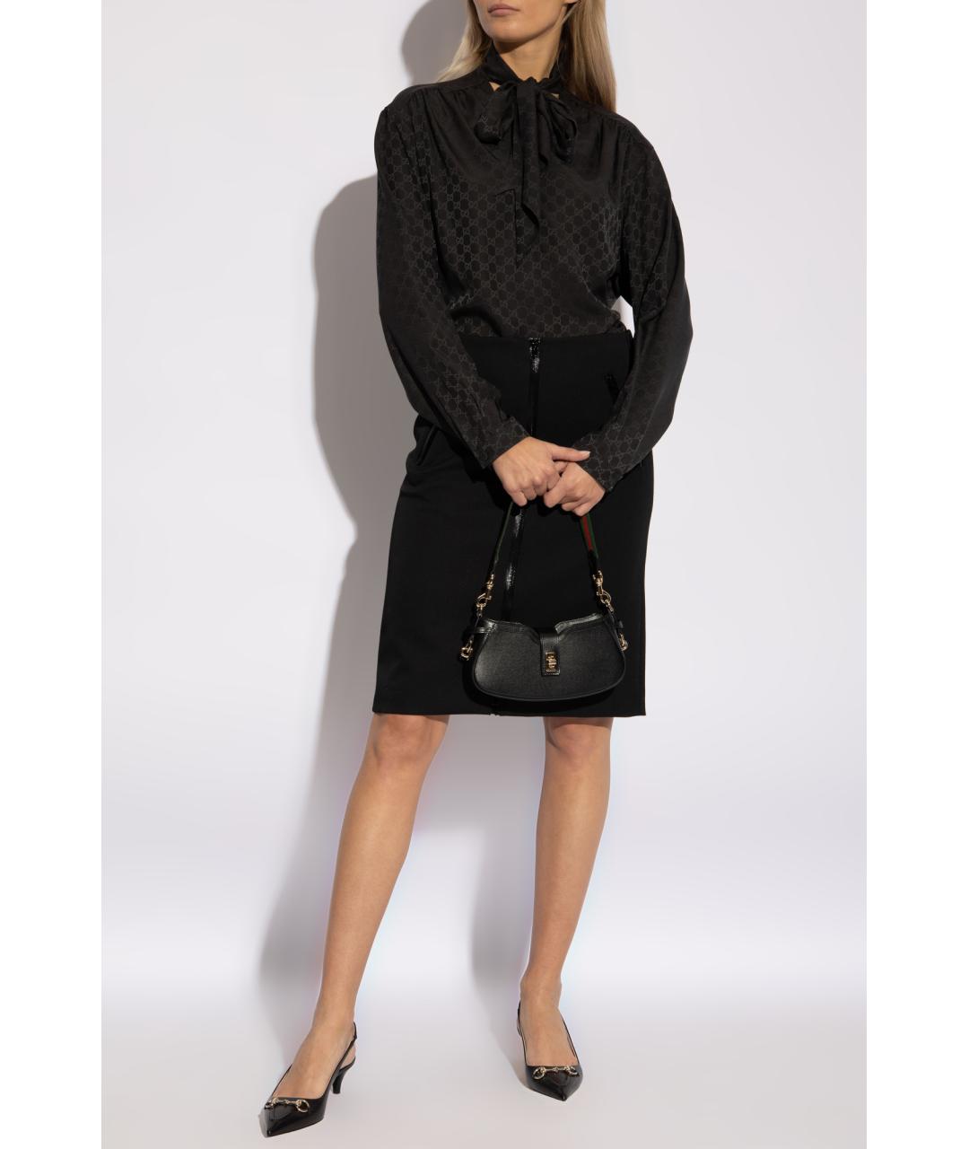 GUCCI Черная шерстяная юбка миди, фото 2