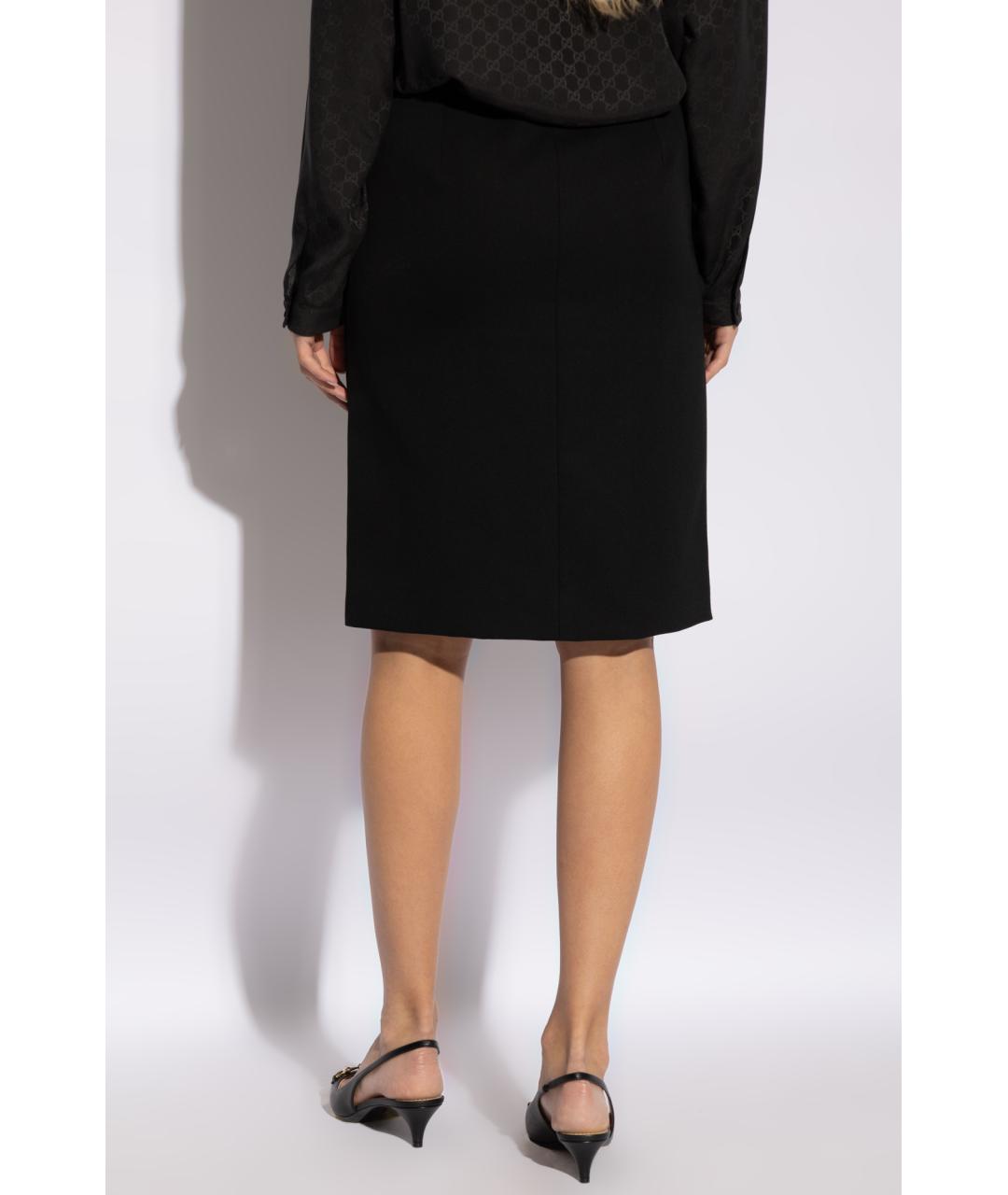 GUCCI Черная шерстяная юбка миди, фото 4