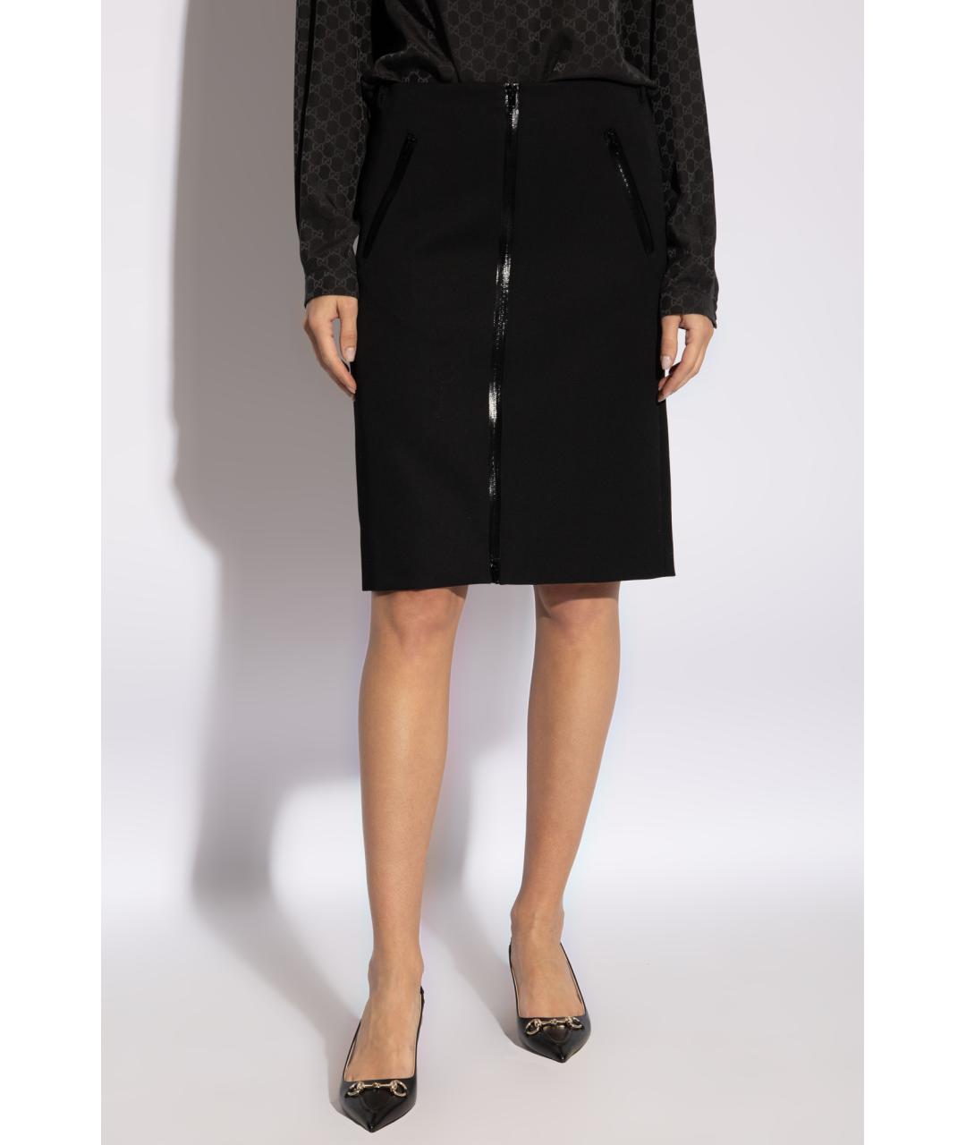 GUCCI Черная шерстяная юбка миди, фото 3