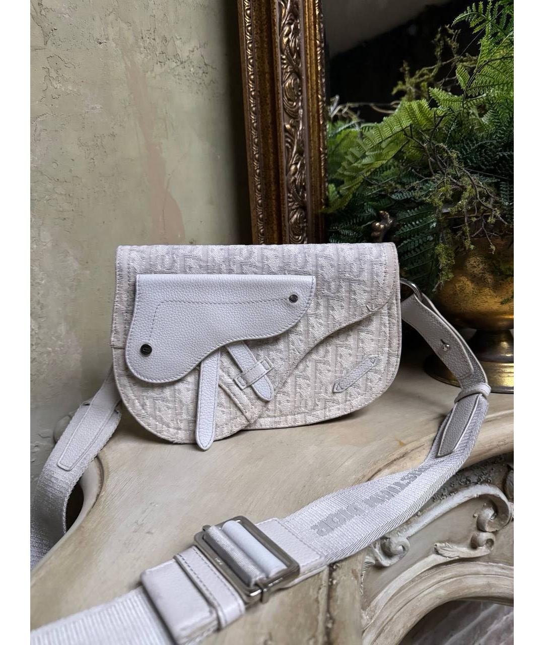 CHRISTIAN DIOR Белая кожаная сумка через плечо, фото 5