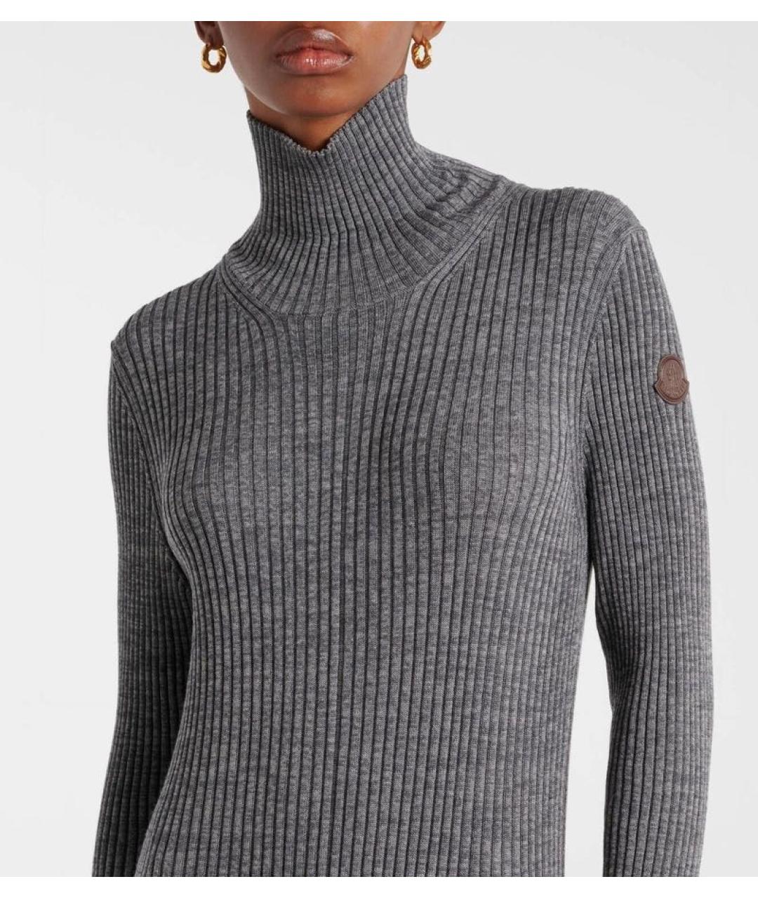 MONCLER Серое шерстяное повседневное платье, фото 5