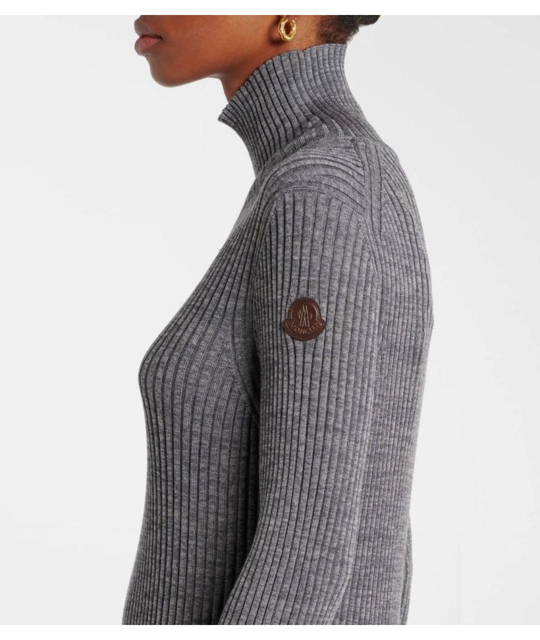 MONCLER Серое шерстяное повседневное платье, фото 4