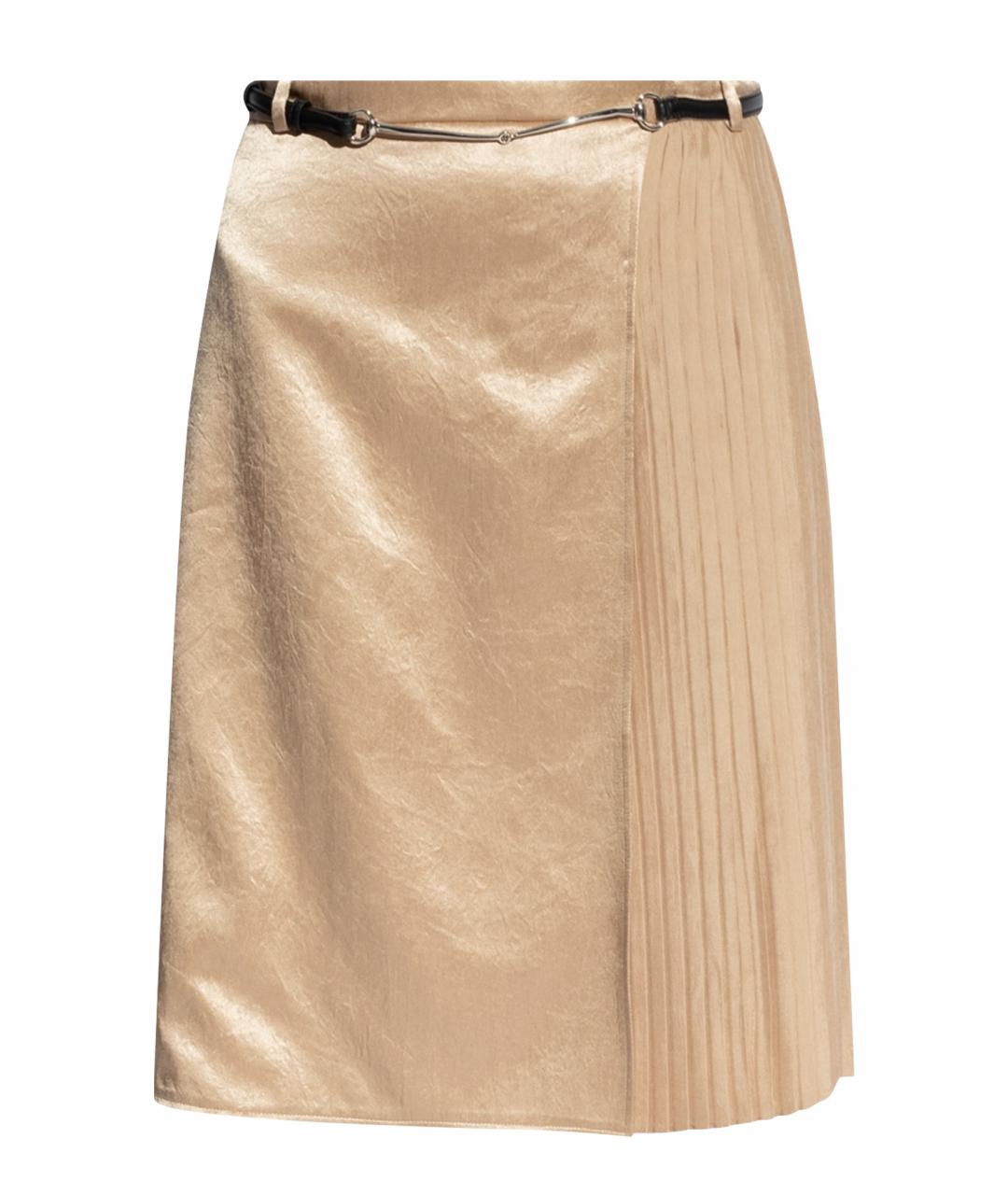 GUCCI Бежевая ацетатная юбка миди, фото 1
