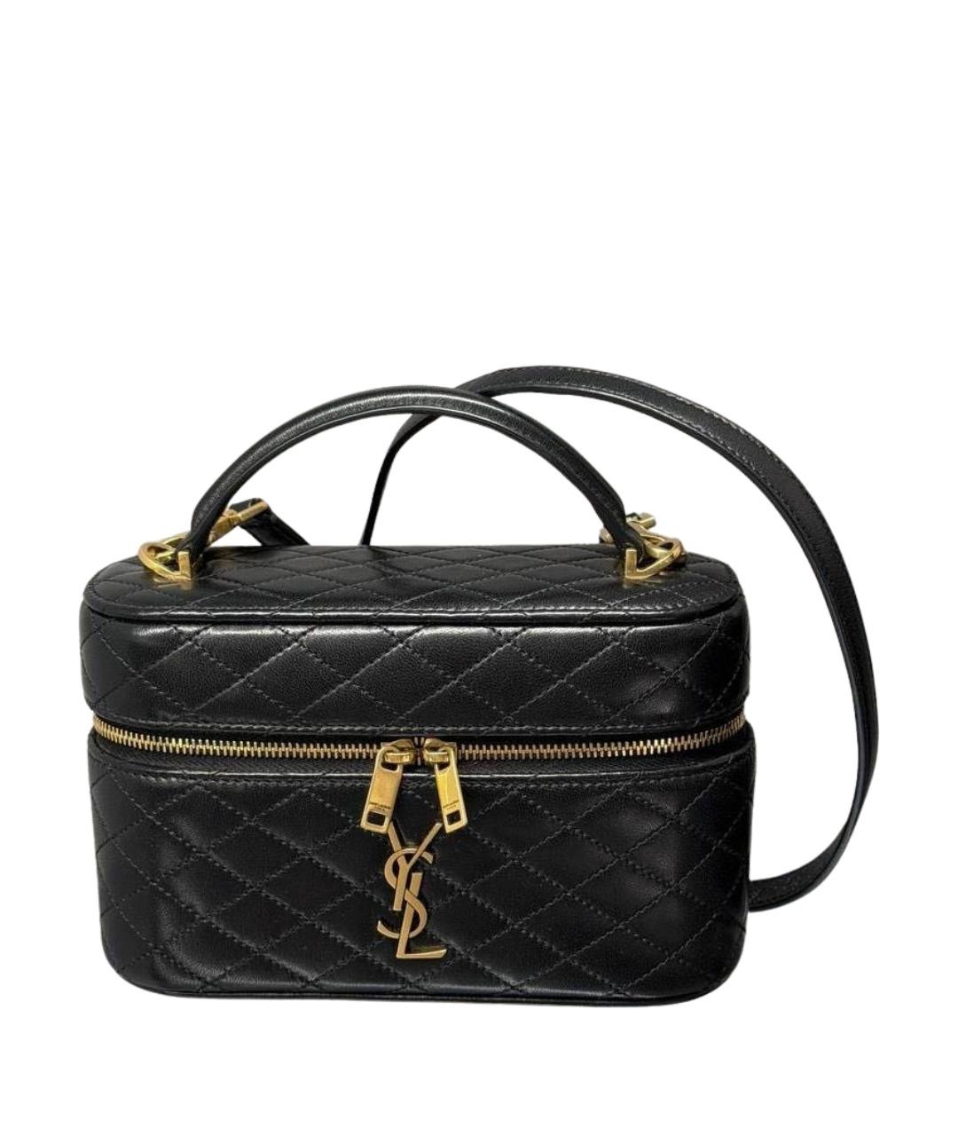 SAINT LAURENT Черная кожаная сумка с короткими ручками, фото 1