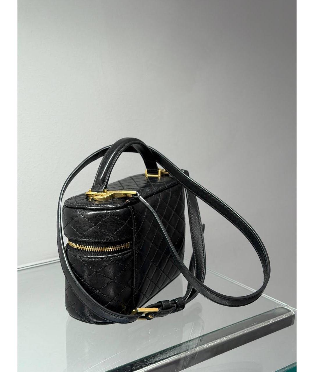 SAINT LAURENT Черная кожаная сумка с короткими ручками, фото 2