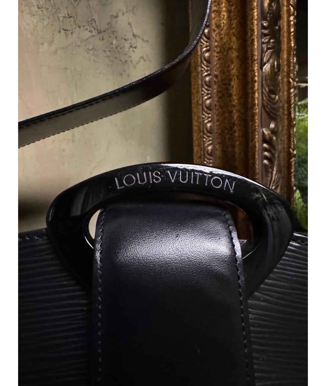 LOUIS VUITTON Черная кожаная сумка тоут, фото 4