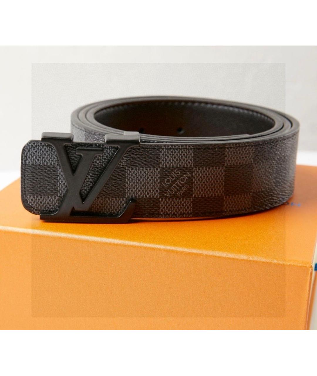 LOUIS VUITTON Черный кожаный ремень, фото 5