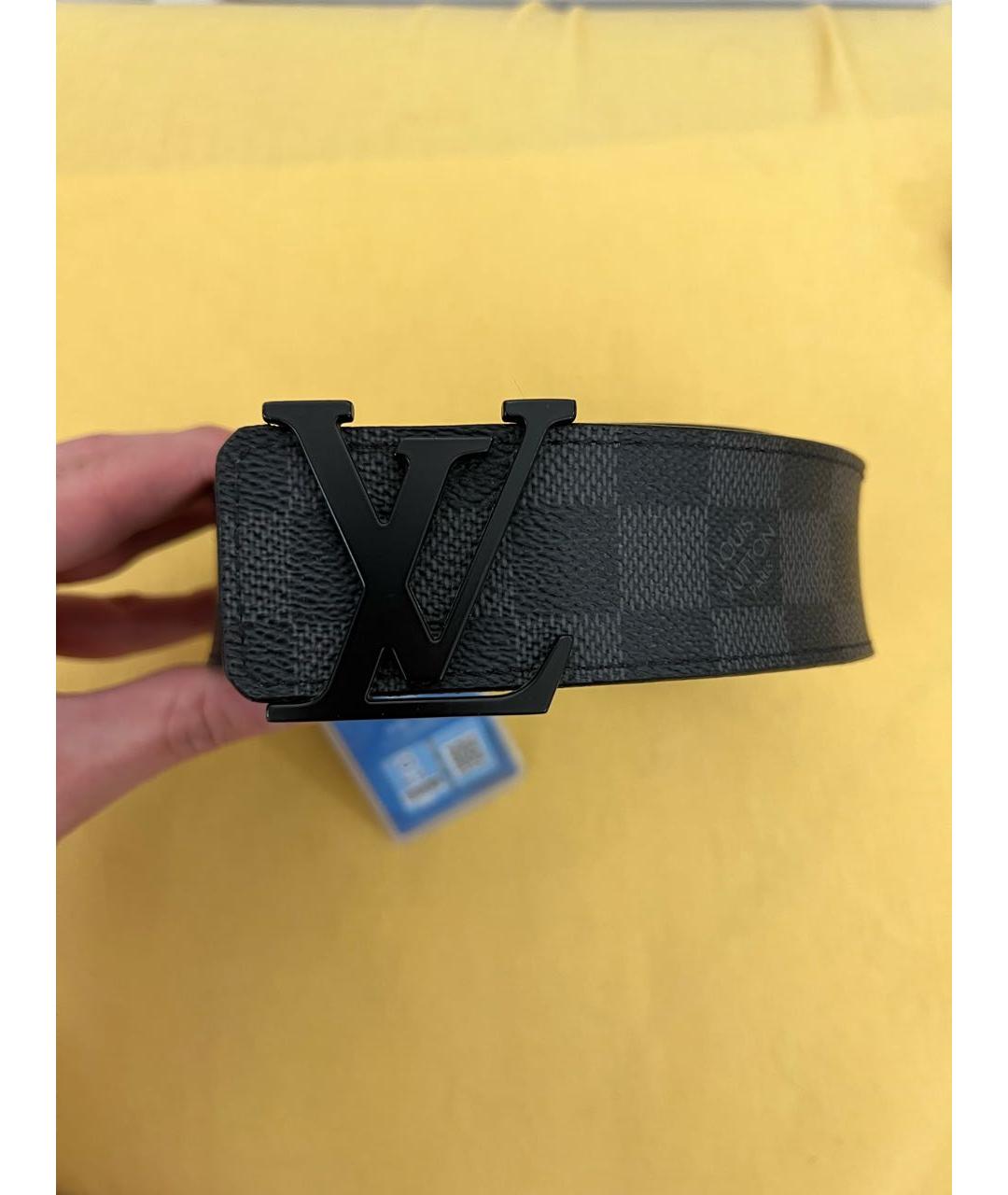 LOUIS VUITTON Черный кожаный ремень, фото 6