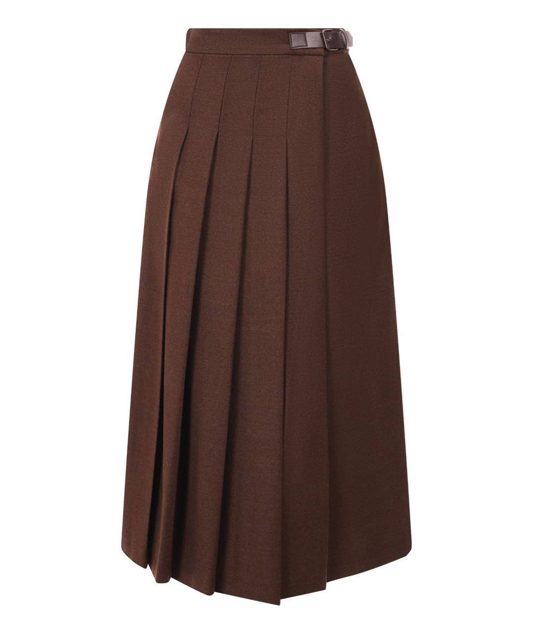WEEKEND MAX MARA Коричневая шерстяная юбка миди, фото 8