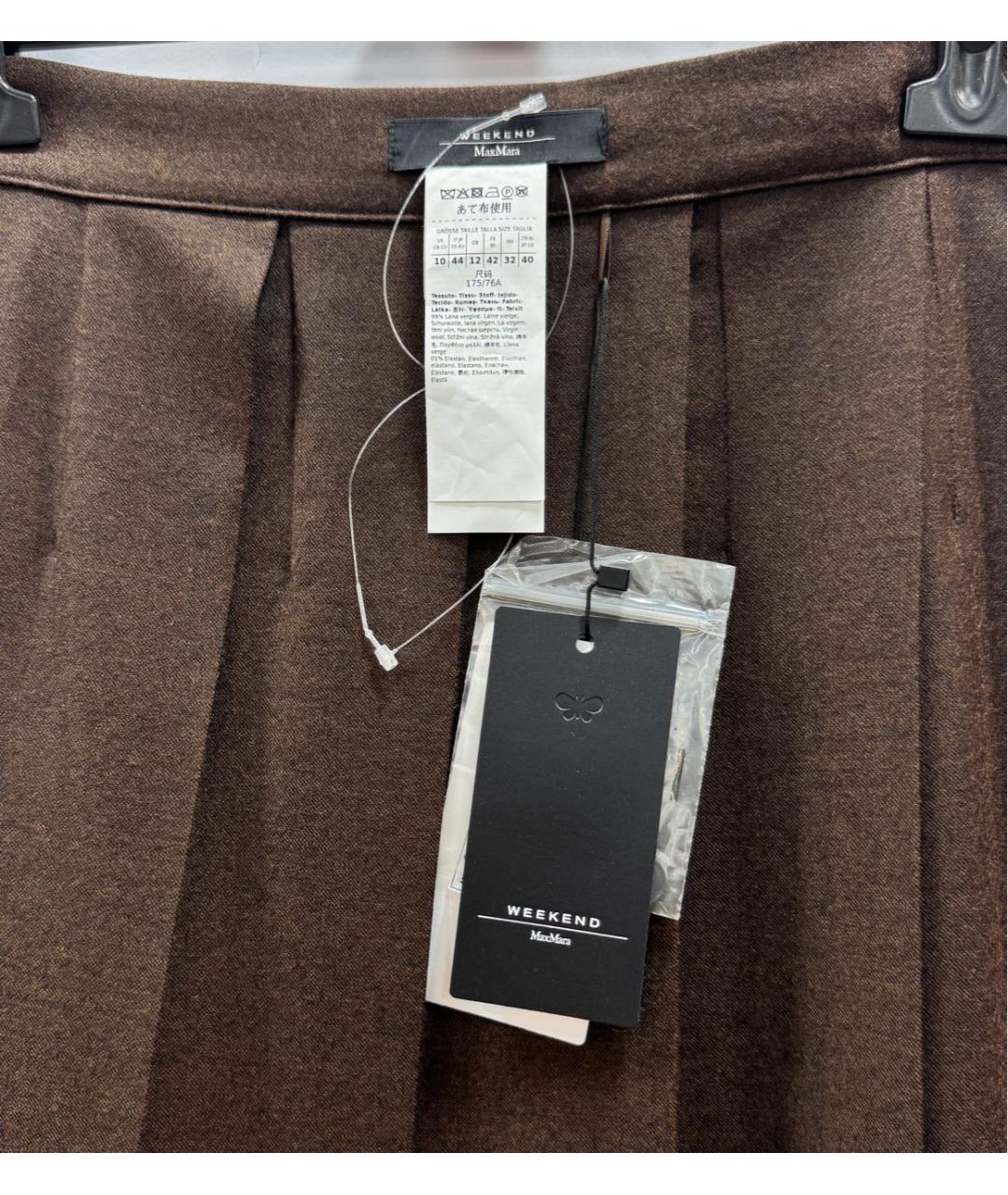 WEEKEND MAX MARA Коричневая шерстяная юбка миди, фото 3