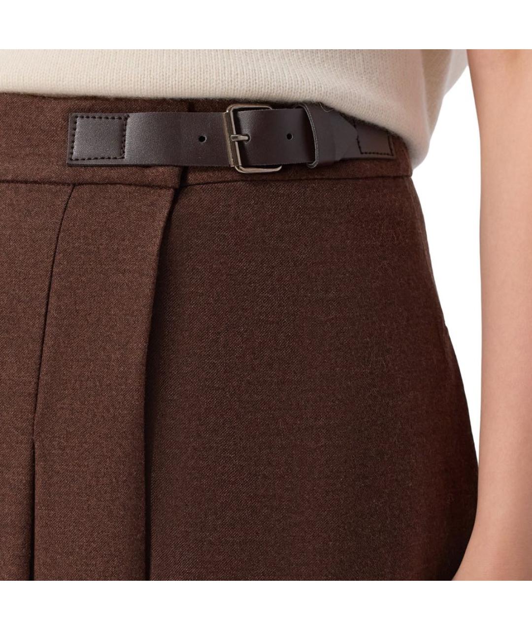 WEEKEND MAX MARA Коричневая шерстяная юбка миди, фото 5